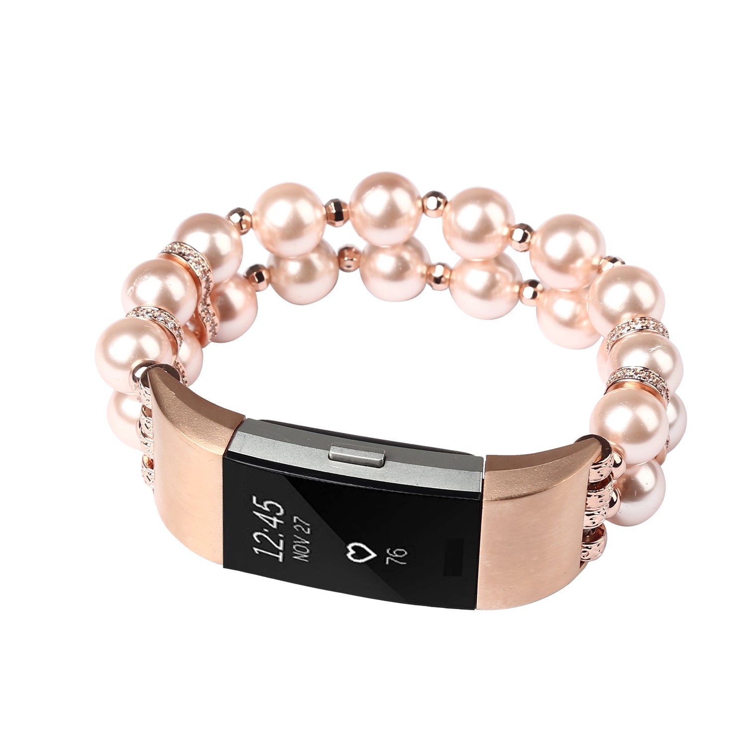 For Fitbit Charge 3 4 Two Rows Pearls Smart Watch Band Replacement Wrist Strap For Fitbit Charge 3 4 Two Rows Pearls Smart Watch Band Replacement Wrist Strap
